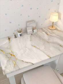 1 Roll Marble Pattern Self-Adhesive Wallpaper, Waterproof Beige Marble Texture, Suitable For Desktops, Offices, Kitchens - Multicolor - View 9