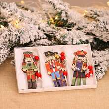 9 Stück/Set Weihnachtsdekoration Anhänger, kreativ bedruckte niedliche Nussknacker Holzanhänger für Weihnachtsbaum und Gartendekoration (zufällige Farbe) Heimdekoration Weihnachtsdekorationen Raumdekoration Winter