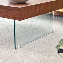 Walnut Color MDF Coffee Table - 39.3" X 21.6" / 31.5" X 31.5" With Tempered Glass Legs, MDF Sticker, Home Decor Side Table, Suitable For Living Room