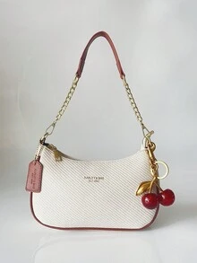 Túi đeo vai/đeo chéo thời trang mới năm 2025, kiểu dáng cổ điển, đa năng, in chữ, màu trơn, chất liệu vải PU chống thấm nước, thích hợp cho mua sắm, có thể gấp gọn. - trắng nâu - Xem 3