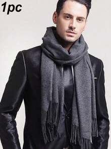 1pc Faux Cashmere Scarf, Thick Knitted Neck Warmer Shawl For Men & Women, Autumn/Winter