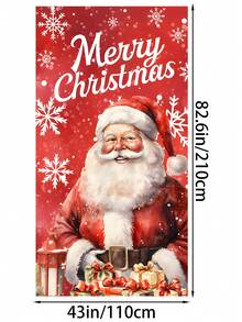 1 pezzo Decorazione natalizia in poliestere per porta d'ingresso, con acquerello di Babbo Natale, pupazzo di neve e corona, decorazione natalizia per casa e portico