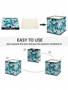 Butterfly Pattern Printed Open Storage Box, Stackable Storage Bin, Drawer Style Durable Multi-Purpose, Space-Saving Design, Suitable For Home, Dorm, Household Organization, Under Bed Storage Closet Organization And Storage Clothes Organizer Bedroom