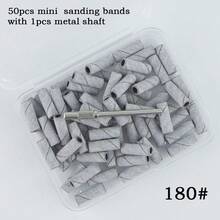 50个/盒 3毫米指甲打磨带 120/180/240目迷你指甲钻头，适用于美甲和足疗，小型打磨工具 - 彩色 - 查看 4