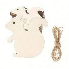 Étiquette en bois de couleur bois naturel en forme d'écureuil, pendentif en tranche de bois peint à la main, décoration d'arbre de Noël pour les fêtes, étiquette cadeau, ornement suspendu en bois fait main - A - Voir 1