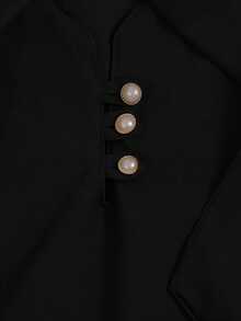 Women's Formal Blouse With Short Puff Sleeves And Bow No. 8 - 黑色 - 查看 5