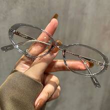 Women's Retro Style Oval Small Frame Glasses - Lightweight Full Frame Hinge, Decorative Fashion And Elegance, Transparent Lenses, No Electricity Needed, Fashion Accessories, Suitable Casual Or Formal Wear, Elegant Glasses, Women's Glasses, Optical Lenses Women - 無色 - 查看 2