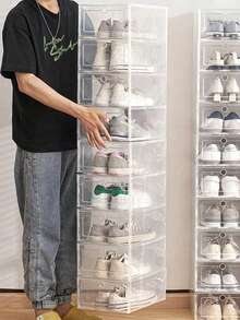 6 piezas/Set, 12 piezas/Set Cajas de zapatos transparentes, contenedores de almacenamiento de zapatos apilables, organizadores de zapatos para armario, cajas de zapatos duraderas con puertas transparentes, cajones de zapatos de plástico reforzados, cajas de zapatos de plástico apilables, organizadores de almacenamiento de zapatos, cajas de almacenamiento de zapatillas.
