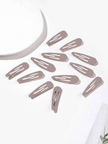 12pcs Water Drop Shaped Hair Clips, Suitable For Hairstyling, Daily Use Or Party/Event Styling, Claw Clips, Hair Claws, Hair Slide, Hair Barrettes, Hair Accessories, Head Accessories, Hairpin,Summer,Holiday,Travel,Festival,Birthday - Light Brown - View 3