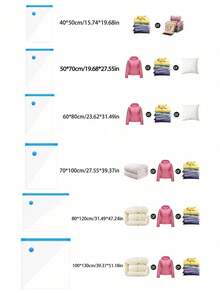 5件/3件/1件超厚真空压缩收纳袋，防水防潮压缩袋，适用于床上用品、旅行、宿舍、可重复使用真空包装袋，节省空间的居家、学校、卧室、圣诞礼物 - 彩色 - 查看 11