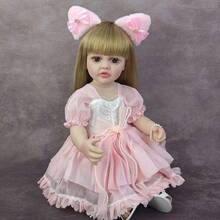 1 件 22 英寸柔软全乙烯基逼真重生娃娃 55 厘米时尚连衣裙重生娃娃可洗澡伴侣玩伴玩具生日圣诞礼物