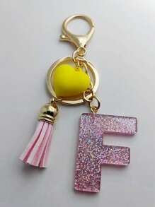 1 buc breloc cu litere engleze din rășină epoxidică Galaxy cu ciucure și decor cu inimă, cadou pentru prieteni și mame, accesorii de Halloween pentru Ziua Profesorilor