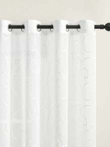 1 件/2 件欧式古典刺绣薄纱窗帘，白色透明窗帘，适用于卧室、阳台、客厅豪华窗帘，优雅的白色蕾丝窗帘，带有精致的叶子刺绣，滤光涤纶窗帘，适用于客厅、卧室、办公室等 - 可机洗，卧室装饰窗帘， - 白色 - 查看 1