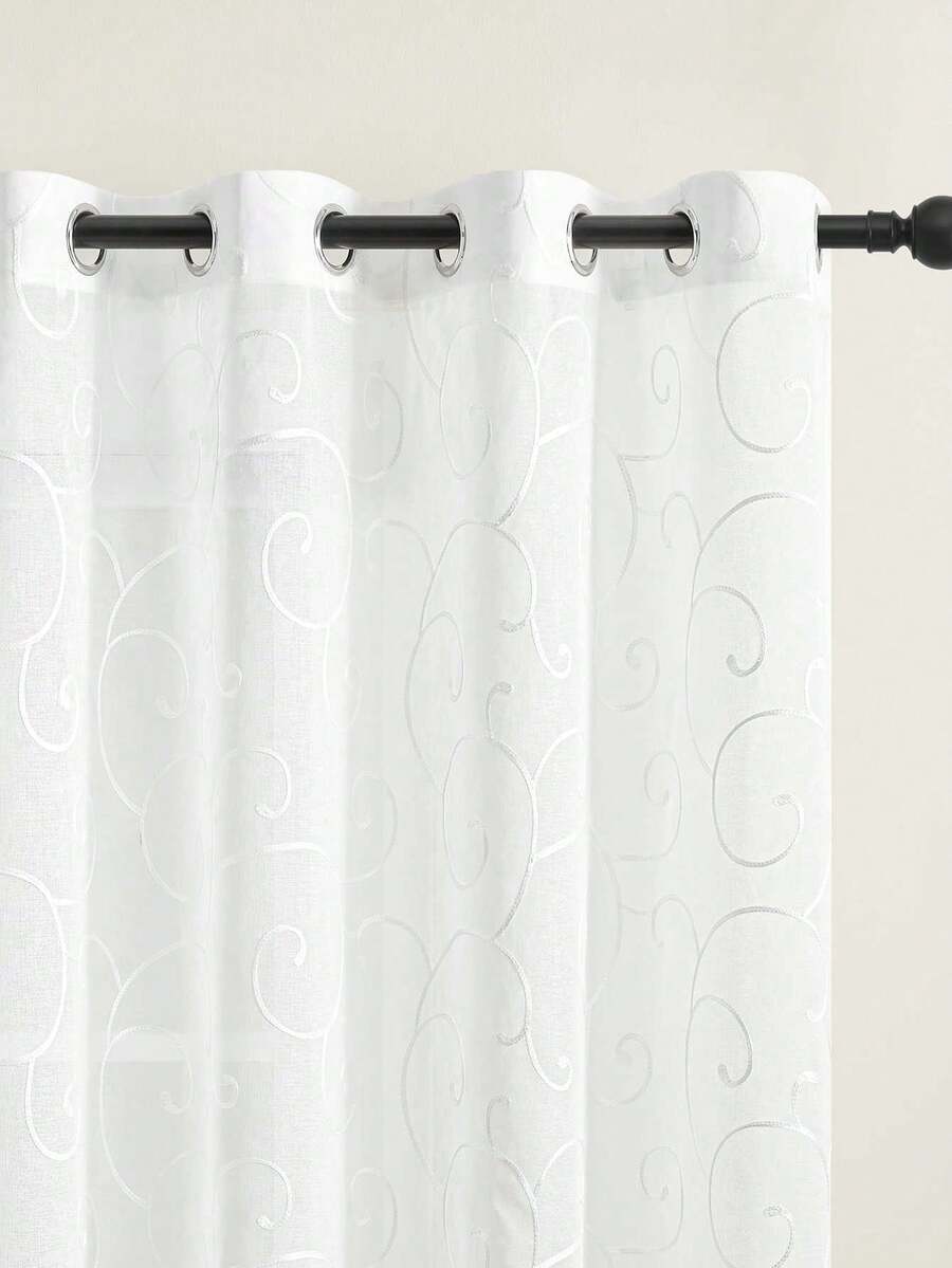 1 件/2 件欧式古典刺绣薄纱窗帘，白色透明窗帘，适用于卧室、阳台、客厅豪华窗帘，优雅的白色蕾丝窗帘，带有精致的叶子刺绣，滤光涤纶窗帘，适用于客厅、卧室、办公室等 - 可机洗，卧室装饰窗帘， - 白色 - 查看 1