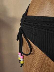 Bellisia Conjunto de biquíni de verão com babados e cordão na bainha