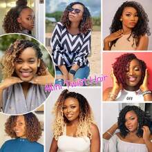 Cabello trenzado Yanky Twist - 8/10/12 pulgadas 1/9 paquetes (24 hebras/piezas) Trenzas cortas de primavera pre-retorcidas y esponjosas, trenzas de ganchillo pre-enrolladas de color negro natural, 1B/30/27 - Degradado - Ver 6
