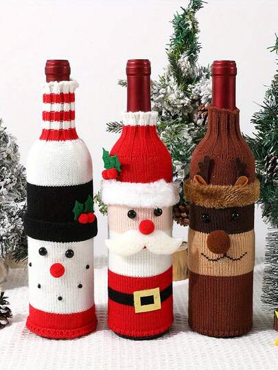 Christmas Wine Bottle Set, Festival Champagne Red Wine Creative Wine Set, Hotel Dining Table, Restaurant, Festival Decoration Supplies
