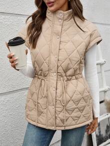 Women's High Neck Casual Padded Coat Winter Jacket Vest Coat