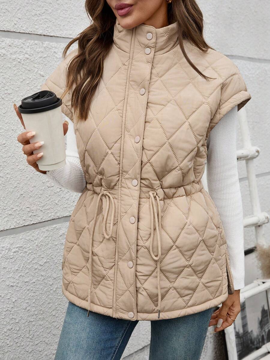 Women's High Neck Casual Padded Coat Winter Jacket Vest Coat