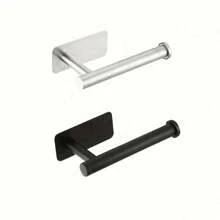 1 pieza Portarrollos de papel higiénico de acero inoxidable, estante de montaje adhesivo en la pared, accesorio moderno de estante para papel higiénico y toallas de baño - Multicolor - Ver 5