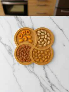 MDF Snack Bowl 30x26cm For Snacks Such As Barbecue Cold Food Clover Tray 4 Compartments Practical And Easy