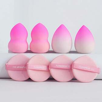 8件套超柔软不吸粉化妆海绵套装高弹性，湿润时瞬间膨胀化妆工具套装粉底紧贴肌肤