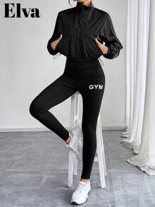 ELVA Black Zipper Pocket Coat, Sports Event Going Out, Women's School Back To School Clothes, Office Commuting, Daily Indoor And Outdoor Sports, Daily Dating, Casual Women's Outerwear