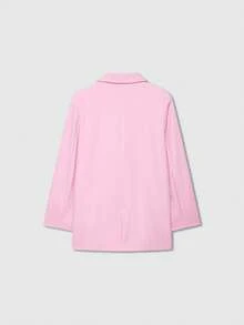 Old Money Women's Loose Fit Double-Breasted Lapel Casual Blazer Jacket, Solid Color Long Sleeve, Minimalist & Fashionable, Suitable For Spring/Autumn/Winter