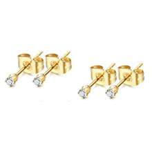 2/4pcs Minimalist Stainless Steel 4-Prong Cubic Zirconia Stud Earrings, Butterfly Clasp Earring Plugs, 2mm Shiny Synthetic Zirconia Cartilage Earrings, Hypoallergenic Small Earrings For Healed Piercings, Unisex Design Suitable For Daily Wear, Suitable For Various Piercings. Jewelry Gift