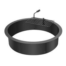 Fire Pit Ring, Fire Pit Insert With Barbecue Fire Ring, 35-In Outer/31-In Inner Diameter, 8.5in Height, Carbon Steel Liner DIY Campfire Ring Above/In-Ground, For Outdoor Camping, Bonfires - Negro - Ver 8