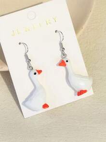 1pair Cute Polyresin Goose Drop Earrings For Women For Daily Decoration Gift For My Wife  Gift For Lovers Gift For My Girlfriend  Couple Jewelry Accessories - Nhiều màu - Xem 4