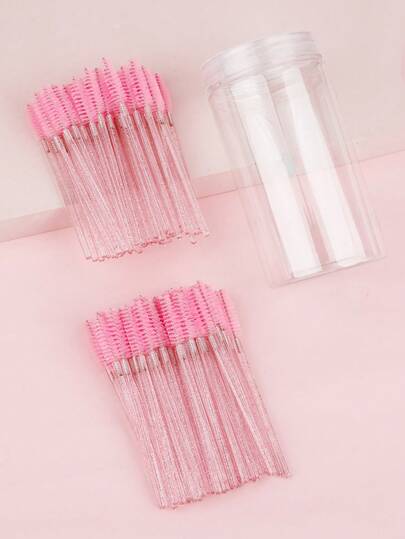 200/100支装睫毛刷、睫毛膏刷（带收纳盒）、可弯曲一次性眉刷、睫毛嫁接刷、眉刷、蓖麻油刷（并非所有产品都配有瓶子）（多种颜色可选）、眉刷、眼影刷、螺旋刷