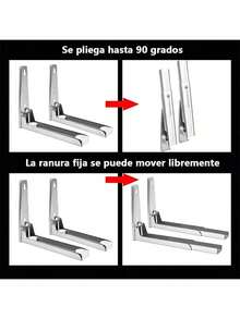 HALMAN 2 Unids Soporte para Horno de Microondas de Acero Inoxidable,Estiramiento Plegable Montaje en Pared Estante Estante Ajustable para Cocina Casera,horno soporte de Acero inoxidable (Pares de Accesorios microondas) - Plateado - Ver 6