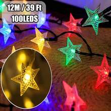 20/50/100 Luces de Cadena Solares para Jardín Exterior, Cadena de Luces de Estrella de Navidad, 8 Modos Disponibles para Uso Exterior, Iluminación de Hadas para Árboles de Navidad. Jardín, Patio, Ramas, Camping, Decoración de Vallas. Ideal para Bodas, Fiestas, Navidad, Halloween, Decoración de Vacaciones - Verde Oscuro - Ver 16