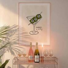 1pc Extra Lucky Cocktail Art Canvas Printing 8-Ball Olive Martini Wall Art Poster For Modern Living Room Bedroom Kitchen Home Decor No Frame Wall Stickers Room Decor Wall Sticker Wall Decor Stickers Home Decor