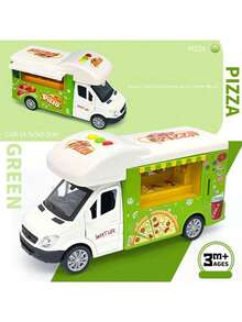 Ice Cream Truck Alloy Die-Cast Car Toy, Kids Pretend Play Food Vehicle, Simulation Popsicle, Pizza, Hamburger Car