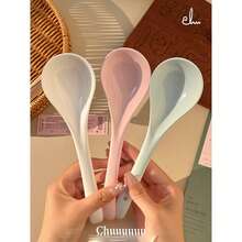 Cream-Colored Soup Spoon, Highly Attractively Large Spoon, Ceramic Porridge Spoon, Long Handle, Simple Soup Spoon, Household Tableware, Large Size, Suitable For Soup And Rice