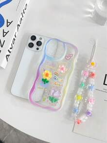 Ốp điện thoại chống sốc, viền lượn sóng, bóng bẩy, họa tiết hoa hoạt hình 3D, kèm vòng tay hạt cườm thủ công, tương thích với iPhone 17pro/17Air/17/17promax/16/11/16pro/16plus/16promax/16e/15Promax/13/14/12/XS/XR/7G/8P, tương thích với Samsung Galaxy S25/S25PLUS/S25 Ultra/A16/A36/A26/A56 - Nhiều màu - Xem 9