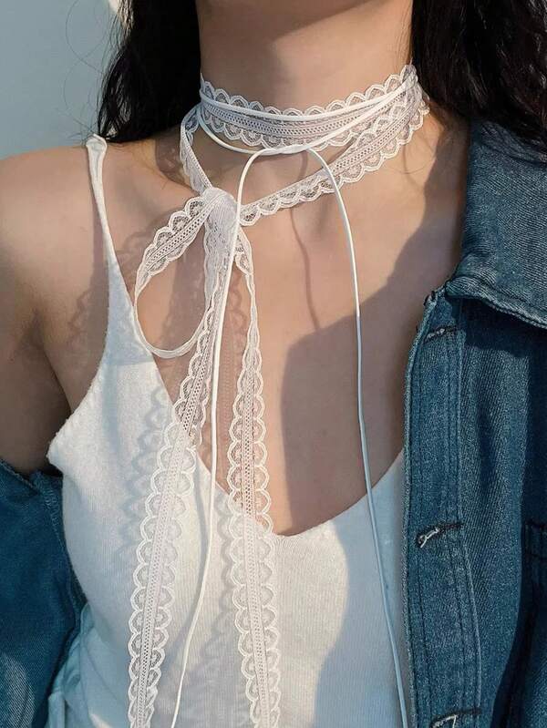 1 Stück Vintage Gothic Schnürhalskette für Mädchen, doppellagige Schleife Choker Schlüsselbein Kette für Frauen Valentinstag