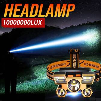 High Power Spotlight Long Rang Wick LED Headlamp Telescopic Zoom Head Flashlight Fishing Light Lamp Torch For Camping Fishing