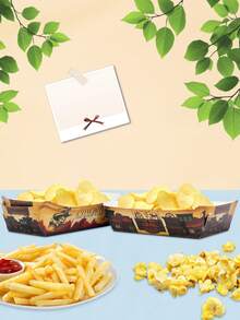 10pcs/20pcs/50pcs Wild West Food Tray Paper Western Cowboy Party Snack Plates Boat Trays For Wild West Birthday Party BBQ Picnic & Western Events Decorations Cowboy Theme Babe Shower Party Supplies