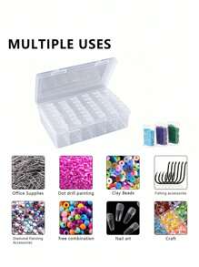 Die neue Außenbox + 42 kleine quadratische Flaschen Kombination, großvolumig, tragbar und portabel, korrosionsbeständig, wasserdicht, vielseitig einsetzbar, mehrlagig stapelbar, kann für Diamantmalerei und Malzubehör, Aufbewahrung, Büroartikel-Lagerung usw. verwendet werden