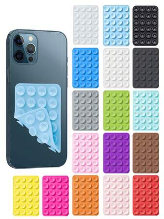 48-Piece Double-Sided Suction Cup Phone Stand, 24 Suction Cups On Each Side, Detachable Phone Stand, Waterproof And 360° Rotatable, Suitable For Bathroom Walls, Glass Mirrors, Dressing Tables, Various Smooth Walls, Not Suitable For Rough Walls, Compatible With All Mobile Phones And Mini Tablets Compatible With IPhone, Android Phone, Gift For Birthday, Family, Friends Phone Holder Phone Accessories