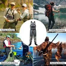 4-Ply Ultra Breathable Light Weight Stockingfoot Waders Chest-High Fly Fishing Waders For Men Women Waterproof Hunting Fishing Waders Perfect For 4 Seasons - 灰色 - 查看 7