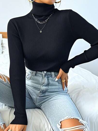 Women's Fashion Casual Turtleneck Long-Sleeved Sweater Slim Fit Autumn Winter New Style, From Casual Day To Fashionable Night: Explore Our Women'sleneck Long-Sleeved Sweater, Easily Adapt To The Occasion And Perfectly Create