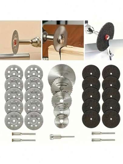 Juego de disco de corte, rectificado y pulido de diamante, rueda abrasiva, hoja de sierra circular - Accesorios de taladro, hoja de sierra de alta velocidad, disco de rectificado, juego de rueda de rectificado de doble red, accesorios de amoladora, disco de corte de resina de diamante, accesorios de herramientas para trabajar la madera y los metales