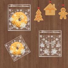 100/10 件圣诞雪花礼品袋、雪花图案自封袋、印有白色雪花图案的圣诞透明塑料信封、糖果、饼干、甜点包装袋、家庭婚礼、生日、节日派对用品、圣诞糖果装饰、礼品包装袋、节日设计、适用于礼品包装、节日贺卡、圣诞礼品袋可重复使用 DIY 手工用品