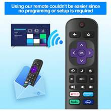 Replacement TV Remote Control For Roku TV, Infrared, Black, 2 Pack