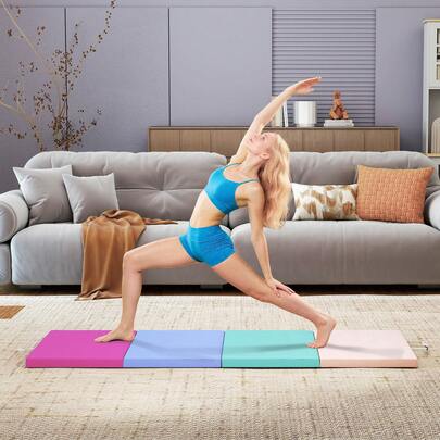  SPORTNOW Colchoneta Gimnasia Plegable de Grosor de 5 cm, Tapete de Ejercicio con Asas de Transporte, Bolsa, Esterilla de Gimnasia para Yoga, Aeróbic, Artes Marciales