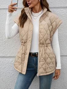 Women's High Neck Casual Padded Coat Winter Jacket Vest Coat